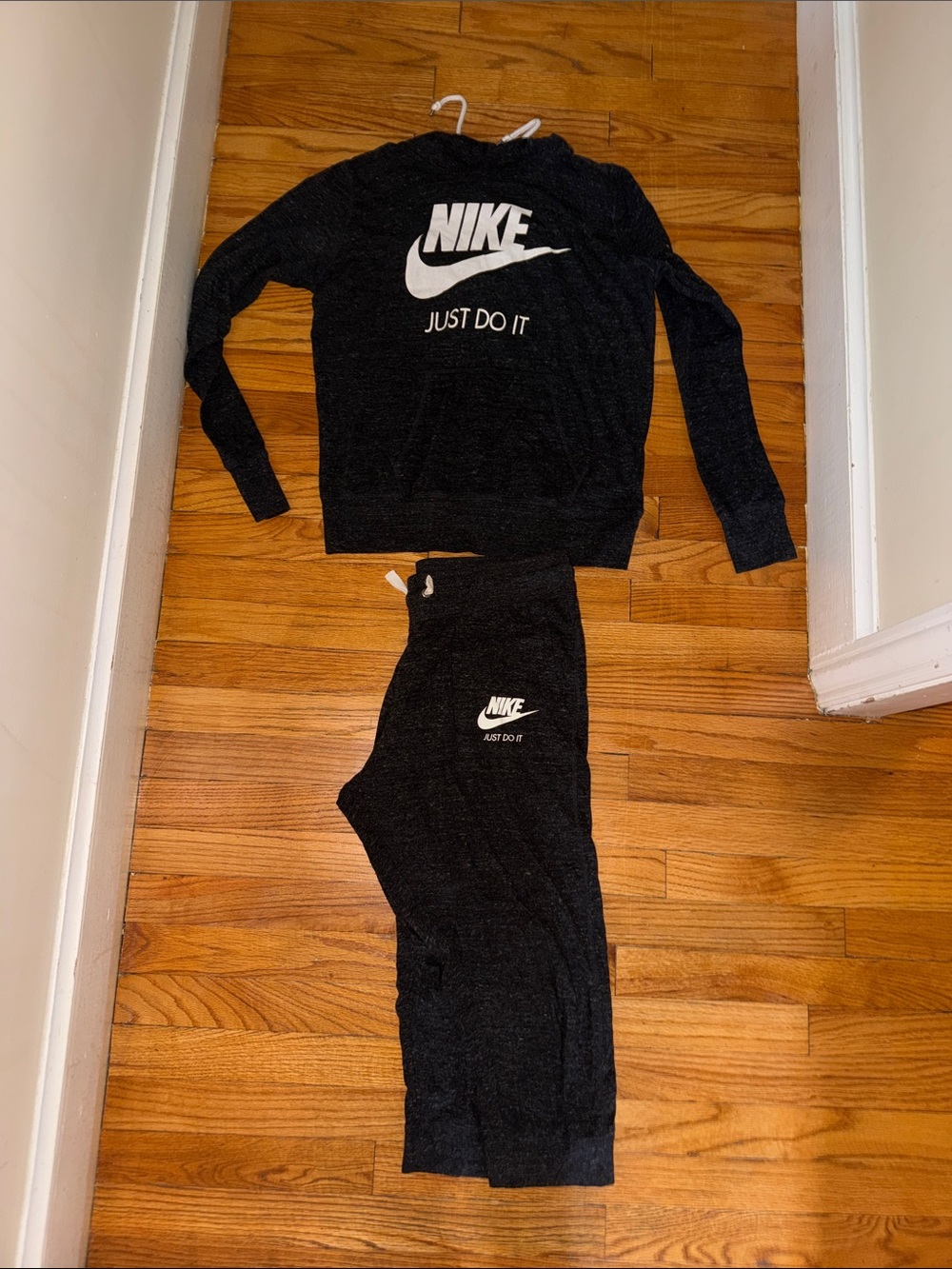 Nike Black Sweatshirt and Joggers Set with White Logo
